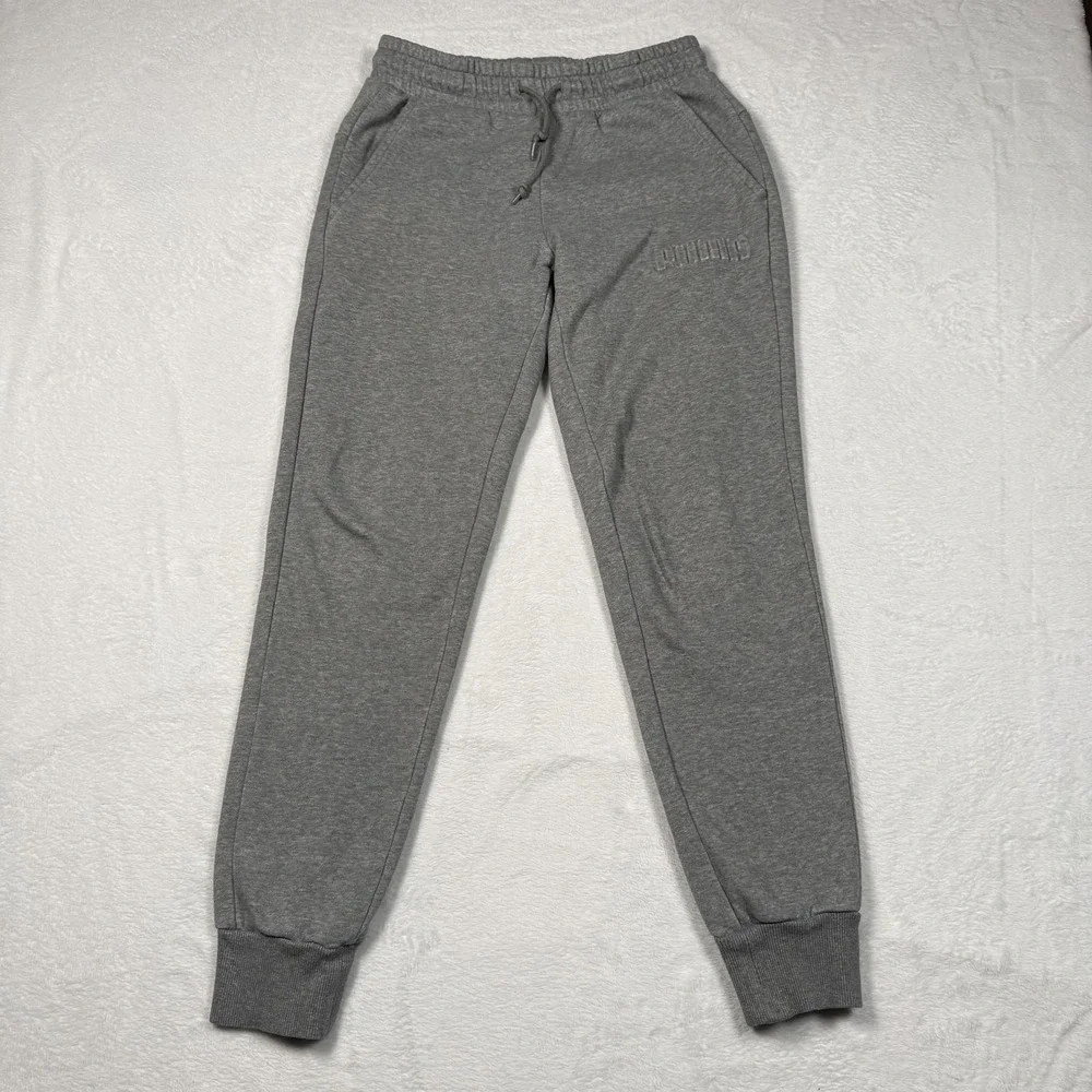 Puma Sweatpants Mens Small Gray Fleece Joggers‎ Ribbed Cuffs Logo 848417-03